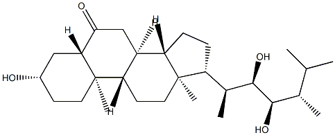 (22R,23R,24S)-3β,22,23-Trihydroxy-5α-ergostan-6-one Structure