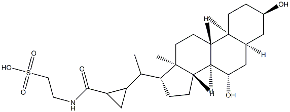 3,7-dihydroxy-22,23-methylene-cholan-24-oic acid (2-sulfoethyl)amide Struktur