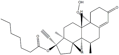10-hydroperoxy-7-methylnorethindrone 17-heptanoate Structure