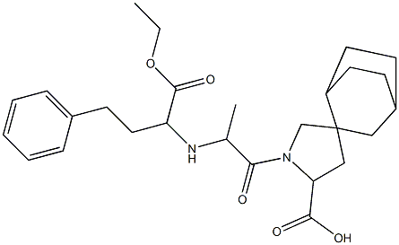 (2S)-4-フェニル-2-[[(S)-1-[[(3S,5S)-5-ヒドロキシカルボニルスピロ[ピロリジン-3,2′-ビシクロ[2.2.2]オクタン]-1-イル]カルボニル]エチル]アミノ]ブタン酸エチル 化学構造式