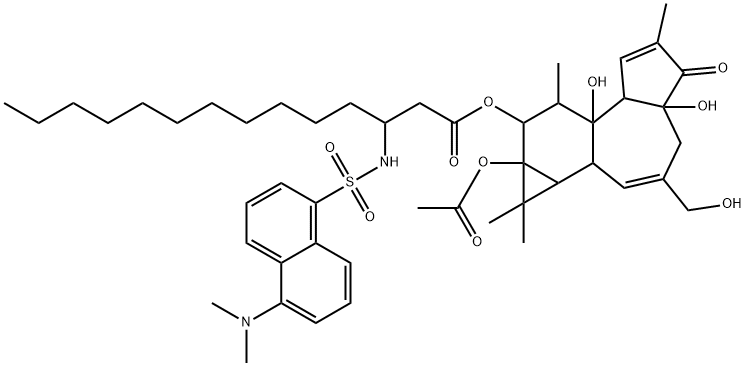 O-(N-dansylamino-3-tetradecanoyl)-12,O-acetyl-13-phorbol 结构式