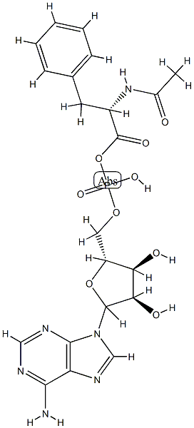 N-acetylphenylalanyl-adenosine monophosphate-anhydride 化学構造式