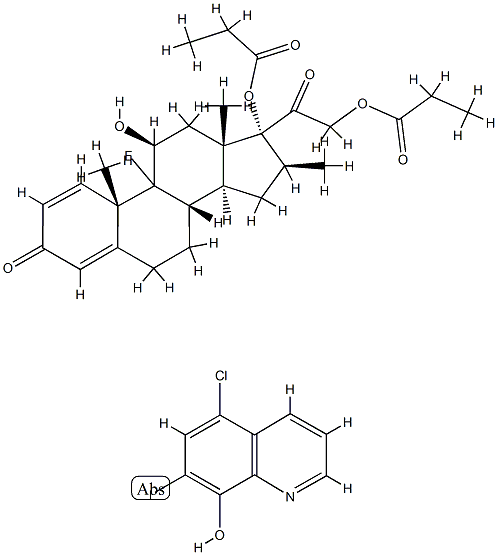 5-chloro-7-iodo-quinolin-8-ol, [2-[(8S,10S,11S,13S,14S,16S,17R)-9-fluo ro-11-hydroxy-10,13,16-trimethyl-3-oxo-17-propanoyloxy-6,7,8,11,12,14, 15,16-octahydrocyclopenta[a]phenanthren-17-yl]-2-oxo-ethyl] propanoate 结构式