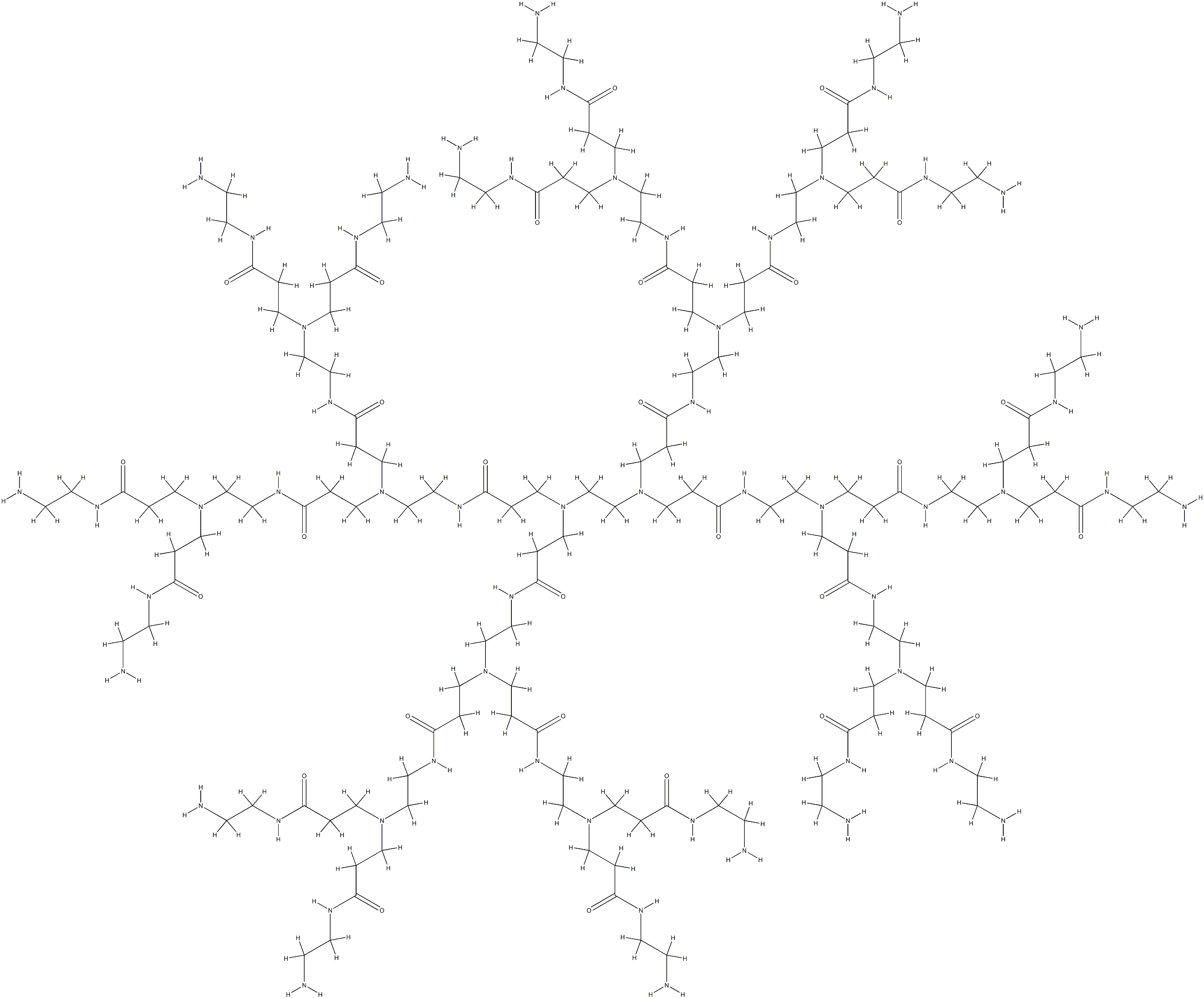 PAMAM 树枝状聚合物,乙二胺核,2.0 代 溶液, 93376-66-0, 结构式