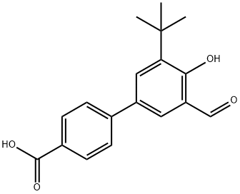 3'-(TERT-ブチル)-5'-ホルミル-4'-ヒドロキシビフェニル-4-カルボン酸 化学構造式