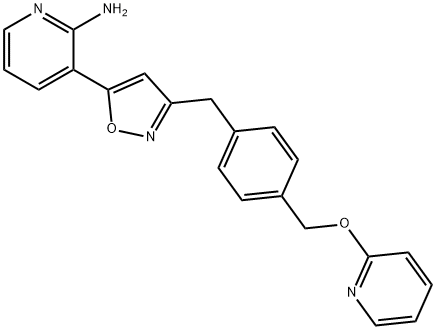 3-[3-[4-(2-ピリジルオキシメチル)ベンジル]イソオキサゾール-5-イル]ピリジン-2-アミン 化学構造式