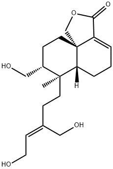[6aR,10aS,(-)]-6,6aβ,7,8,9,10-ヘキサヒドロ-7β-[(Z)-5-ヒドロキシ-3-ヒドロキシメチル-3-ペンテニル]-8α-ヒドロキシメチル-7-メチルナフト[1,8a-c]フラン-3(5H)-オン 化学構造式