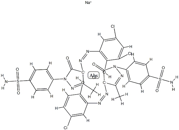Chromate(1-), [4-[4-[(5-chloro-2-hydroxyphenyl)azo]-4,5-dihydro-3-methyl-5-oxo-1H-pyrazol-1-yl]benzenesulfonamidato(2-)][4-[4-[(3,5-dichloro-2-hydroxyphenyl)azo]-4,5-dihydro-3-methyl-5-oxo-1H-pyrazol-1-yl]benzenesulfonamidato(2-)]-, sodium 结构式