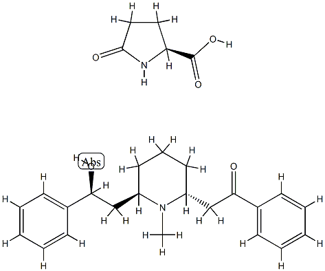 5-oxo-L-proline, compound with [2R-[2alpha,6alpha(S*)]]-2-[6-(beta-hydroxyphenethyl)-1-methyl-2-piperidyl]acetophenone (1:1) Structure
