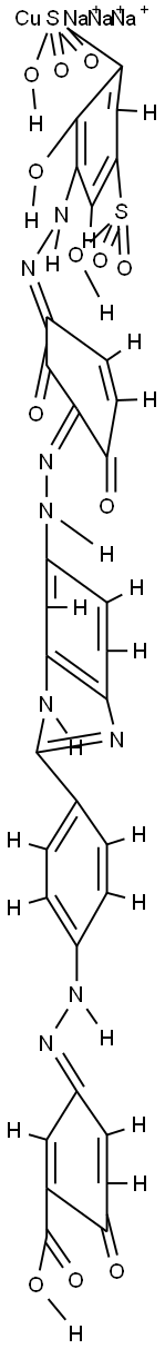 trisodium [5-[[4-[5-[[2,6-dihydroxy-3-[(2-hydroxy-3,5-disulphophenyl)azo]phenyl]azo]-1H-benzimidazol-2-yl]phenyl]azo]salicylato(5-)]cuprate(3-) 结构式