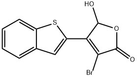 3-(ベンゾ[b]チオフェン-2-イル)-4-ブロモ-2-ヒドロキシフラン-5(2H)-オン 化学構造式