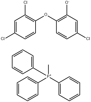 メチルトリフェニルホスホニウム・5-クロロ-2-(2,4-ジクロロフェノキシ)フェノールアニオン 化学構造式