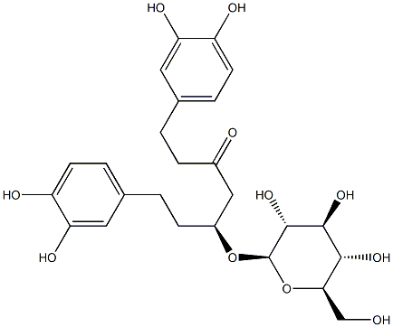 (S)-1,7-双(3,4-二羟基苯基)庚烷-3-酮-5-O-BETA-D-吡喃葡萄糖甙,93915-36-7,结构式