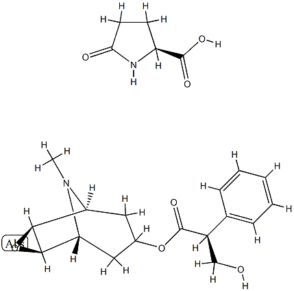 5-oxo-L-proline, compound with [7(S)-(1alpha,2beta,4beta,5alpha,7beta)]-9-methyl-3-oxa-9-azatricyclo[3.3.1.02,4]non-7-yl alpha-(hydroxymethyl)benzeneacetate (1:1) 结构式