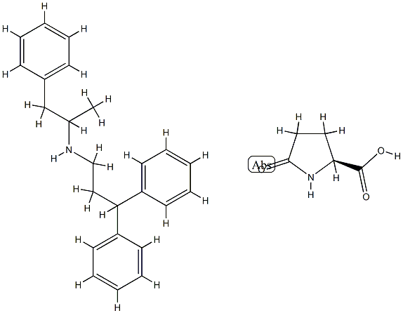 5-oxo-L-proline, compound with N-(alpha-methylphenethyl)-gamma-phenylbenzenepropylamine (1:1)  Structure