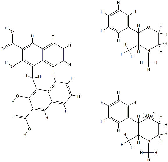 4,4'-methylenebis[3-hydroxy-2-naphthoic] acid, compound with 3,4-dimethyl-2-phenylmorpholine (1:2) Struktur