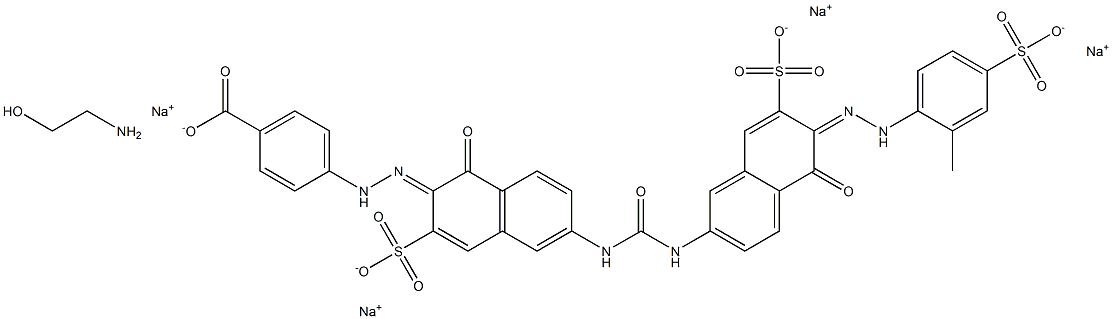 p-[[1-hydroxy-6-[[[[5-hydroxy-7-sulpho-6-[(4-sulpho-o-tolyl)azo]-2-naphthyl]amino]carbonyl]amino]-3-sulpho-2-naphthyl]azo]benzoic acid, sodium salt, compound with 2-aminoethanol ,94109-30-5,结构式