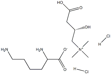 L-リシン/塩酸塩/rac-(R*)-3-カルボキシラト-2-ヒドロキシ-N,N,N-トリメチル-1-プロパンアミニウム,(1:2:1) 化学構造式