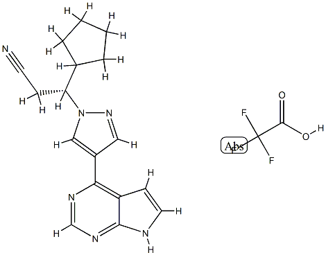 (BETAR)-BETA-环戊基-4-(7H-吡咯并[2,3-D]嘧啶-4-基)-1H-吡唑-1-丙腈 2,2,2-三氟乙酸盐,941678-50-8,结构式