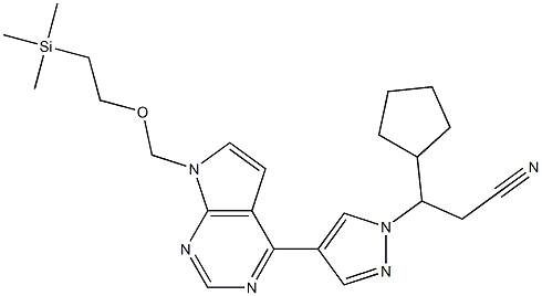 3-环戊基-3-[4-(7-(2-(三甲基硅基)乙氧基]甲基-7H-吡咯并[2,3-D]嘧啶-4-基)-1H-吡唑-1-基]丙腈 结构式