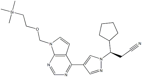 1H-Pyrazole-1-propanenitrile, β-cyclopentyl-4-[7-[[2-(triMethylsilyl)ethoxy]Methyl]-7H-pyrrolo[2,3-d]pyriMidin-4-yl]-, (βR)- Struktur
