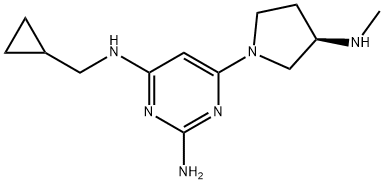 4-N-(cyclopropylmethyl)-6-[(3R)-3-(methylamino)pyrrolidin-1-yl]pyrimidine-2,4-diamine,943057-12-3,结构式