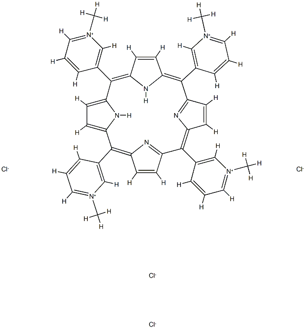 外消旋-四(N-甲基-3-吡啶基)四氯化卟吩 结构式