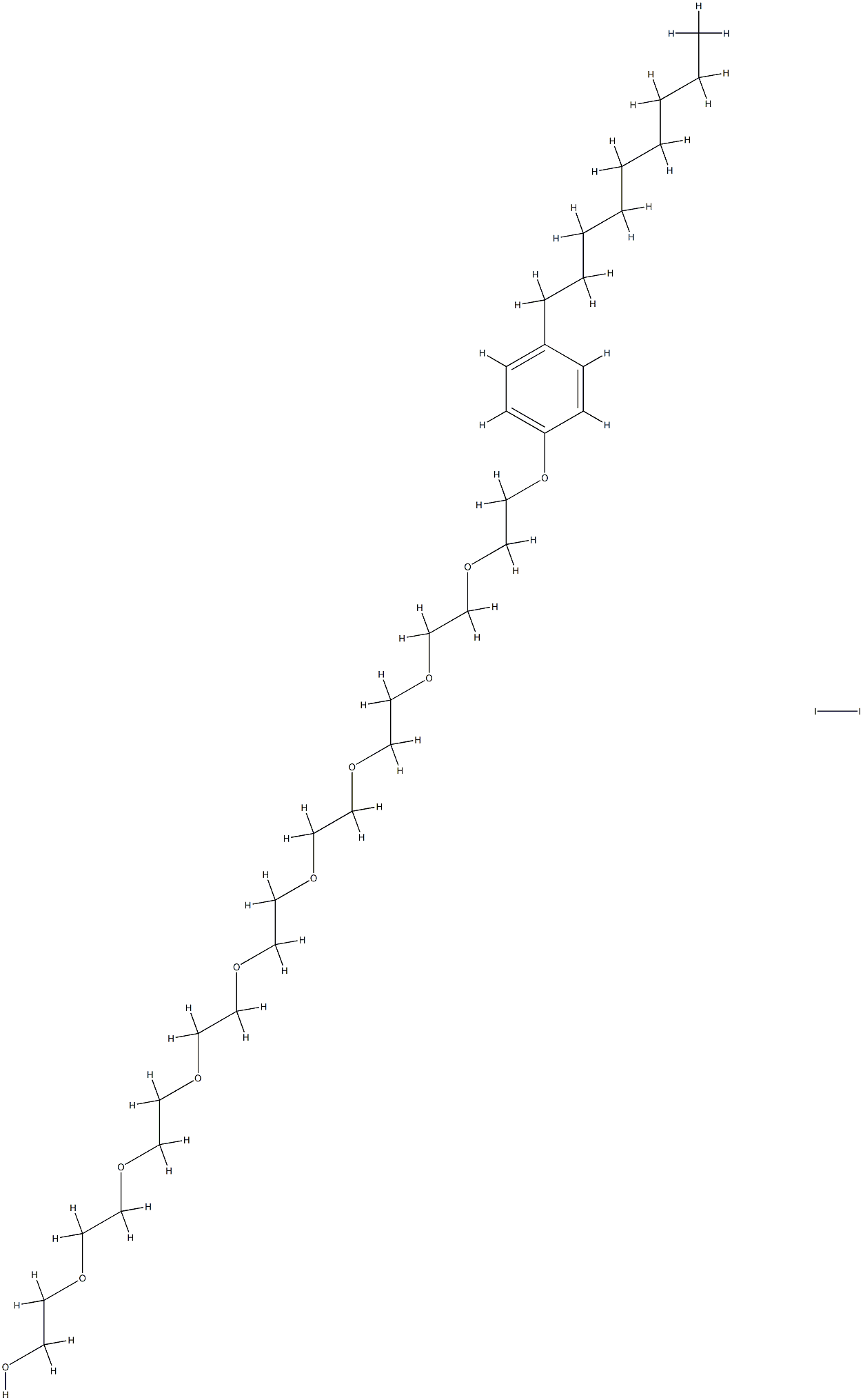 26-(4-ノニルフェノキシ)-3,6,9,12,15,18,21,24-オクタオキサヘキサコサン-1-オール/よう素,(1:x) 化学構造式