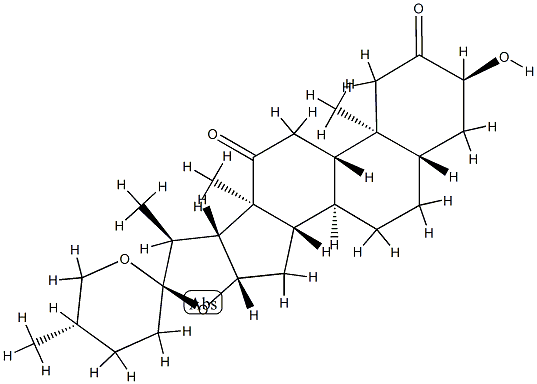 (25S)-3α-ヒドロキシ-5α-スピロスタン-2,12-ジオン 化学構造式