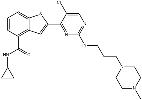 2-[5-氯-2-[[3-(4-甲基-1-哌嗪基)丙基]氨基]-4-嘧啶基]-N-环丙基苯并[B]噻吩-4-甲酰胺, 946518-61-2, 结构式
