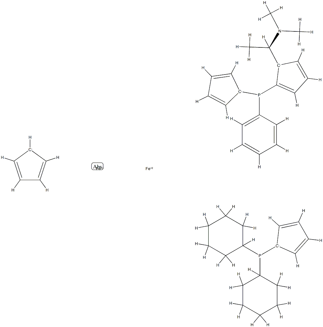 1-Dicyclohexylphosphino-1′-{(S)-{(SP)-2-[(R)-1-(diMethylaMino)ethyl]ferrocenyl}phenylphosphino}ferrocene Structure