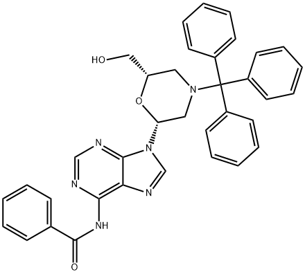 N-(9-[(2R,6S)-6-(羟基甲基)-4-三苯甲基吗啉-2-基]-嘌呤-6-基)苯甲酰胺, 956139-16-5, 结构式