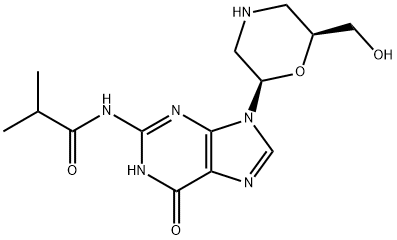 N-[6,9-二氢-9-[(2R,6S)-6-(羟基甲基)-2-吗啉基]-6-氧代-1H-嘌呤-2-基]-2-甲基-丙酰胺, 956139-23-4, 结构式