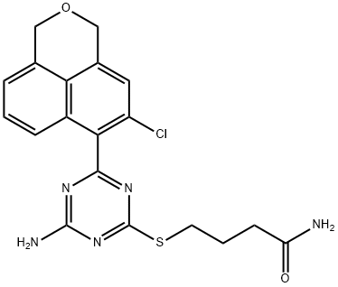 959763-06-5 4-[[4-氨基-6-(5-氯-1H,3H-萘并[1,8-CD]吡喃-6-基)-1,3,5-三嗪-2-基]硫基]丁酰胺