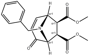 (1R,5R,6R,7S)-rel-4-Oxo-8-(phenylmethyl)-8-azabicyclo[3.2.1]oct-2-ene-6,7-dicarboxylicacid6,7-dimethylester Structure