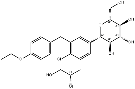 ダパグリフロジンプロピレングリコール水和物 化学構造式
