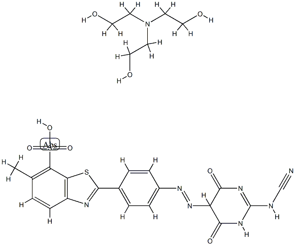 7-Benzothiazolesulfonic acid, 2-[4-[[2-(cyanoimino)hexahydro-4,6-dioxo-5-pyrimidinyl]azo]phenyl]-6-methyl-, compd. with 2,2',2''-nitrilotris[ethanol]|2-[4-[[2-氰亚氨基六氢-4,6-二氧-5-咪啶基]偶氮]苯基]-6-甲基-7-苯并噻唑磺酸与2,2',2