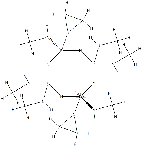 1,5-bis(1-aziridinyl)gem-1,3,3',5,7,7'-hexakis(methylamino)-2,4,6,8,1,3,5,7-tetraazatetraphosphocine 结构式