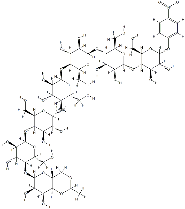 4,6-亚乙基-对硝基苯-Α-D-麦芽七糖苷, 96597-16-9, 结构式