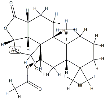 (3R,3aα,5aα,9aβ,11aα,12R)-3β,3bβ-(Epoxymethano)-4α,12-dihydroxy-3a,3b,4,5,5a,6,7,8,9,9a,9bα,10,11,11a-tetradecahydro-6,6,9a-trimethylphenanthro[1,2-c]furan-1(3H)-one 4-acetate Structure