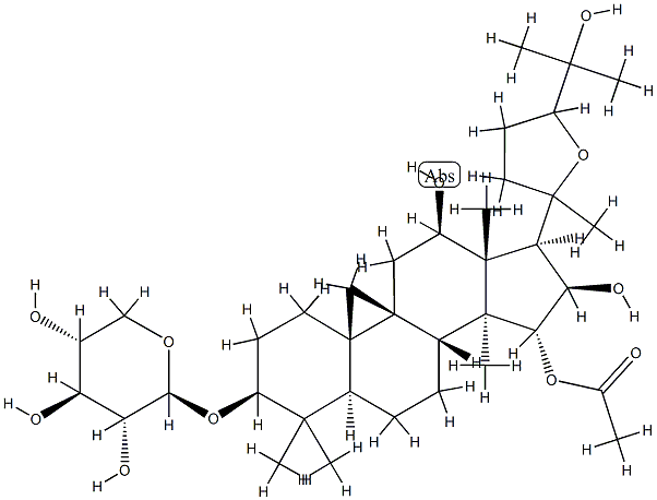 [20ξ,24ξ,(+)]-15α-Acetoxy-3β-(β-D-xylopyranosyloxy)-20,24-epoxy-9β,19-cyclolanostane-12β,16β,25-triol Struktur