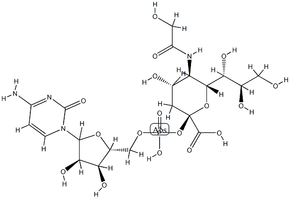 腺苷-5'-单磷酸-N-羟乙酰神经氨酸二钠盐 结构式