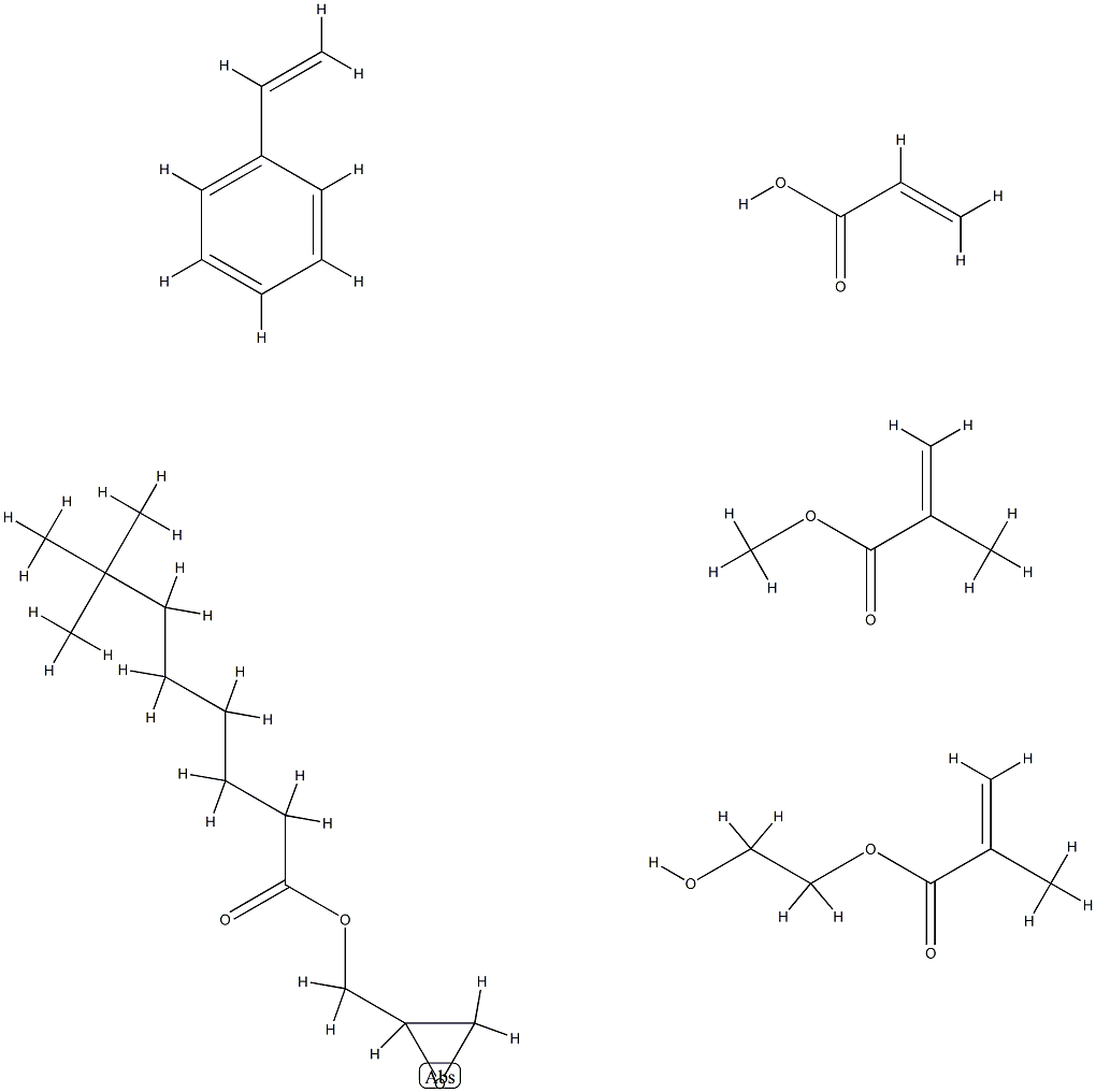 Neodecanoic acid, oxiranylmethyl ester, polymer with ethenylbenzene, 2-hydroxyethyl 2-methyl-2-propenoate, methyl 2-methyl-2-propenoate and 2-propenoic acid 结构式