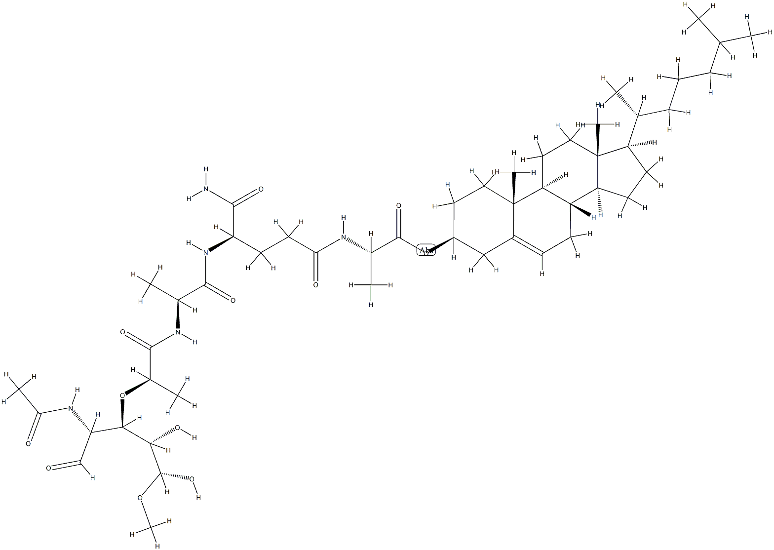 N-acetylmuramyl-alanyl-isoglutamine-alanyl-cholesterol Struktur