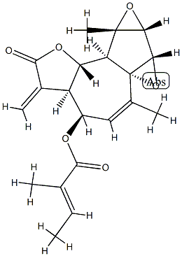 (E)-2-Methyl-2-butenoic acid (3aR,6aS)-2,3,3aβ,7aα,7bα,8a,8bβ,8cα-octahydro-6,8aα-dimethyl-3-methylene-2-oxo-4H-bisoxireno[1,8a:2,3]azuleno[4,5-b]furan-4α-yl ester Structure