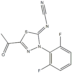 2-Acetyl-5-cyanimino-4-(2,6-difluorophenyl)-4,5-dihydro-1,3,4-thiadiazole 化学構造式