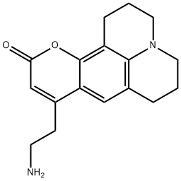9-(2-氨基乙基)-2,3,6,7-四氢-1H,5H,11H-[1]苯并吡喃并[6,7,8-IJ]喹嗪-11-酮, 1004548-96-2, 结构式