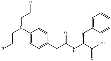 rac-(R*)-2-[[[p-[ビス(2-クロロエチル)アミノ]フェニル]アセチル]アミノ]-3-フェニルプロパン酸 化学構造式