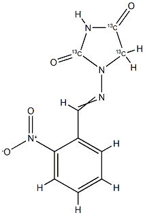 1-(2-硝基苄亚基氨基)-2,4-咪唑烷二酮-[2,4,5-碳-13] 结构式
