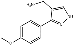 1-[3-(4-メトキシフェニル)-1H-ピラゾール-4-イル]メタンアミン 化学構造式